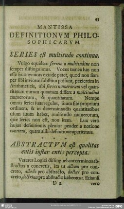 Mantissa Definitionum Philosophicarum