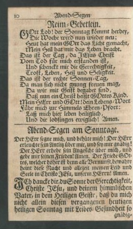 Abend-Segen am Sonntage