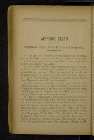 Apéndice sexto Observaciones varias. Efectos de la luz y de la aereación.