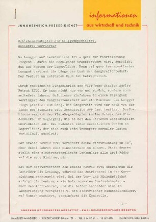 Schiebemaststapler "Ameise Retrak ETVQ" der Jungheinrich AG