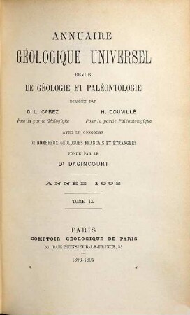 Annuaire géologique universel. 9. 1892