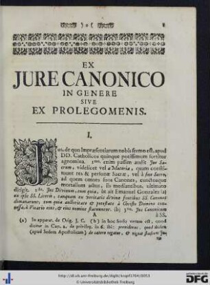 Ex Jure Canonico In Genere Sive Ex Prolegominis.