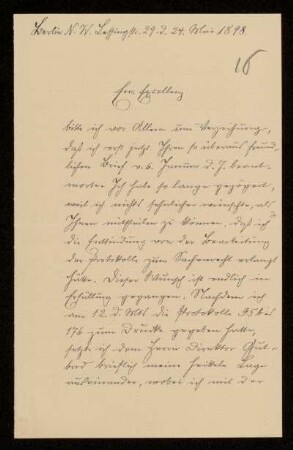 16: Brief von Alexander Achilles an Gottlieb Planck, Berlin, 24.5.1898