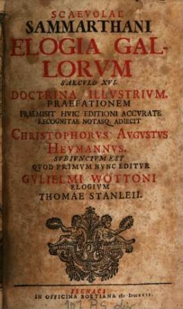 Elogia Gallorum saeculo XVI. doctrina illustrium
