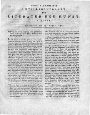 Beytrag zu Berichtigung der gewöhnlichen Urtheile über Hrn. Vossens Genitivfügungen.