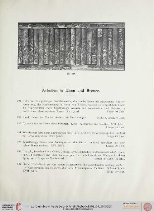 Arbeiten in Eisen und Bronze (Nr. 291-301)