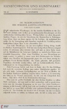 Die Neuorganisation des Berliner Ausstellungswesens