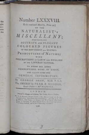 Number LXXXVIII. of the Naturalist's Miscellany.