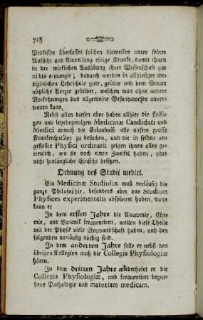 Ordnung des Studii medici.