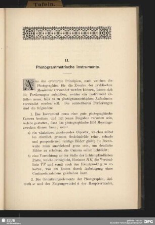 II. Photogrammetrische Instrumente