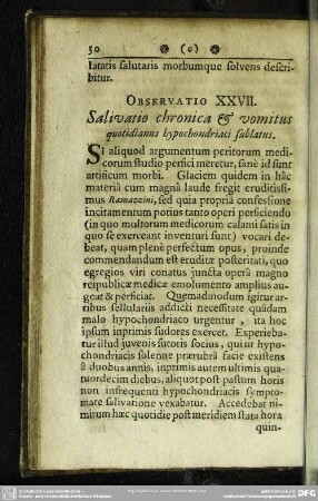 Observatio XXVII. Salivatio chronica & vomitus quotidianus hypochondriaci sublatus