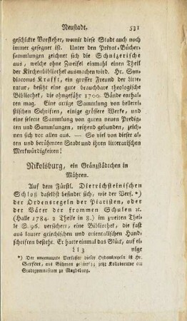 Nikolsburg, ein Gränzstädtchen in Mähren.