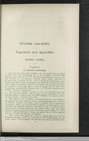 Fünfter Abschnitt. Vegetation und Agricultur
