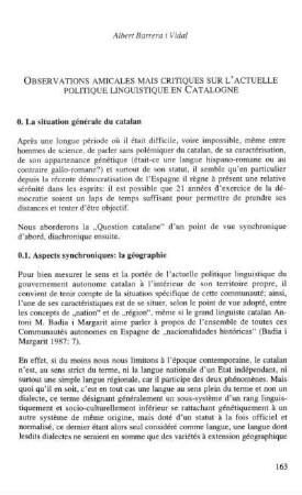 Observations amicales mais critiques sur l'actuelle politique linguistique en Catalogne