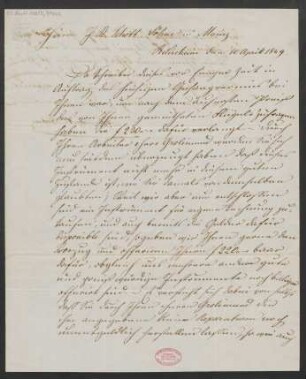 Brief an B. Schott's Söhne : 10.04.1849