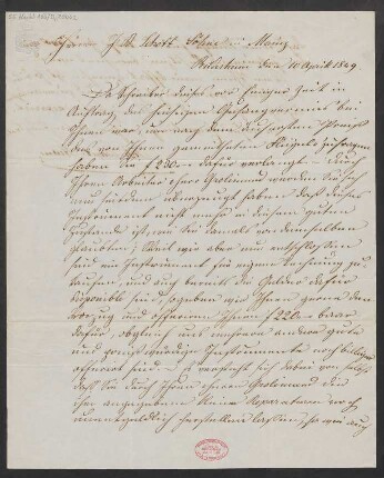 Brief an B. Schott's Söhne : 10.04.1849