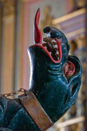 Frankreich. Bretagne. Finistere. Brasparts. Eglise Notre Dame de la Pitie. 16 Jahrhundert. Drachenkopf