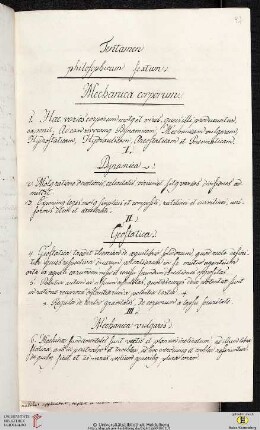 Tentamen philosophicum sextum. Mechanica corporum