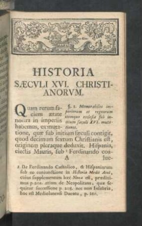 Historia Saeculi XVI. Christianorum.