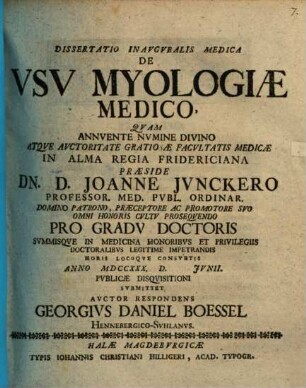 Diss. inaug. ... de usu myologiae medico