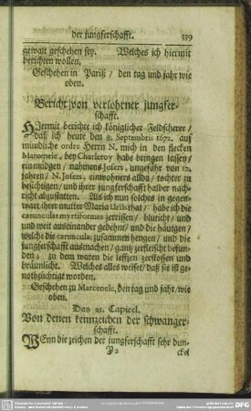 Das 21. Capitel. Von denen kennzeichen der schwangerschafft