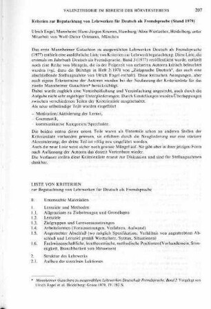 Kriterien zur Begutachtung von Lehrwerken für Deutsch als Fremdsprache (Stand 1979)