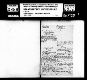 Stiftungssachen: Legate, Oberamt Weinsberg
