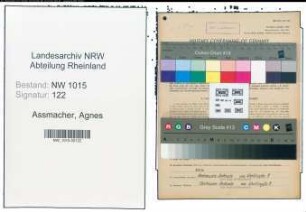 Entnazifizierung Agnes Assmacher , geb. 27.06.1901 (Kauffrau)