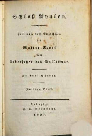 Schloß Avalon : in drei Bänden, 2