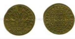 Nürnberger Rechenpfennig mit Rechenmeister von Wulf Lauffer (lateinisch)