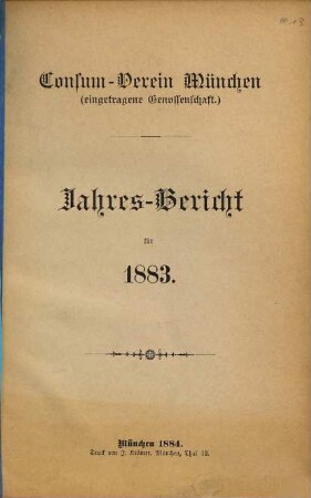 Jahres-Bericht für .... 1883 (1884)