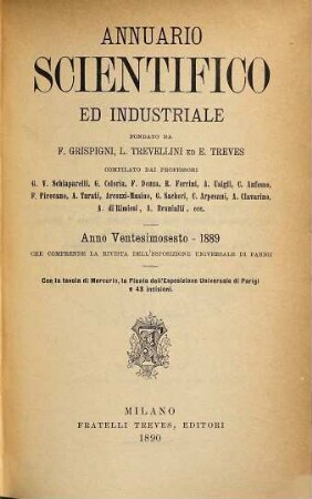 Annuario scientifico ed industriale. 26. 1889