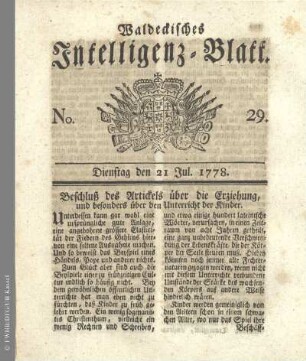 No. 29. Dienstag den 21 Jul. 1778