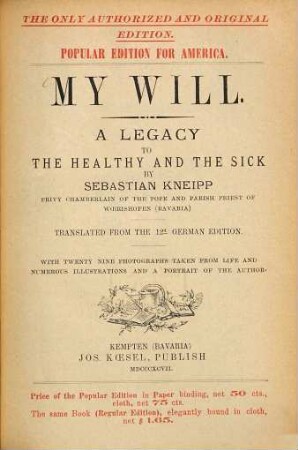 My will : a legacy to the healthy and the sick