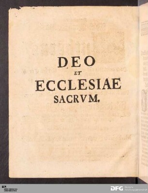 Deo Et Ecclesiae Sacrvm