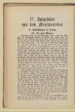 IV. Spiegelbilder aus dem Menschenleben
