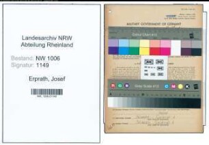 Entnazifizierung Josef Erprath , geb. 17.09.1913 (Gaertner)