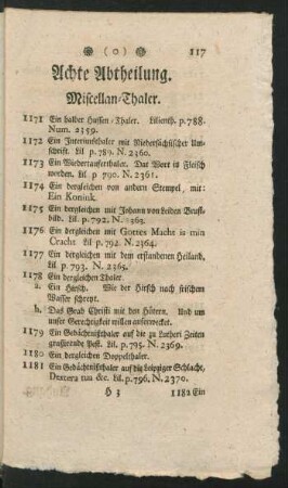 Achte Abtheilung. Miscellan-Thaler