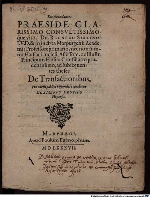 Theses de transactionibus