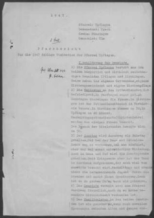 Upfingen-Sirchingen: Pfarrbericht 1947
