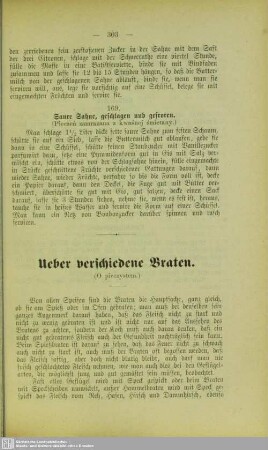 Ueber verschiedene Braten