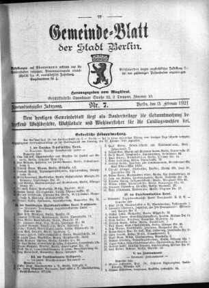 1921,7: Nr. 7, 13. Februar 1921