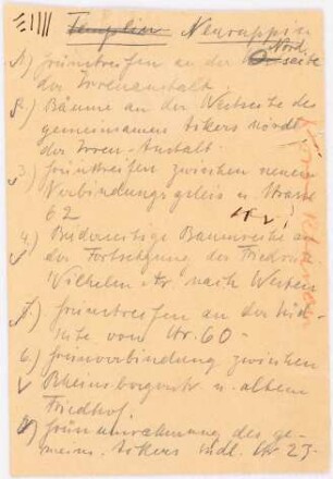 Bebauungsplan der Stadterweiterung, Neuruppin 1. Projekt. Nördliche Hälfte: Korrekturzettel zu H.J. 1123 und 1123a gehörig