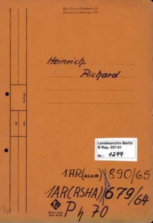 Personenheft Richard Heinrich (*14.09.1912), Polizeiassistent