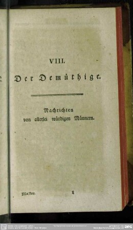 VIII. Der Demüthige