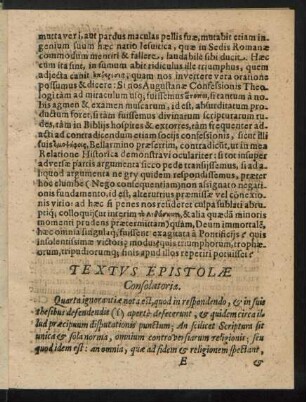 Textus Epistolae Consolatoriae.