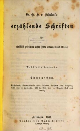Erzählende Schriften zur christlich gebildete Leser jeden Standes und Alters, 7