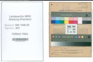 Entnazifizierung Hans Kotland , geb. 28.02.1892 (Beamter)
