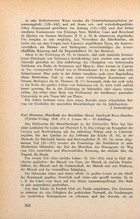 360-361 [Rezension] Hörmann, Karl, Handbuch der christlichen Moral
