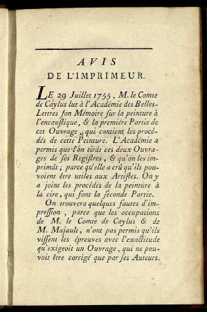 Avis De L' Imprimeur.